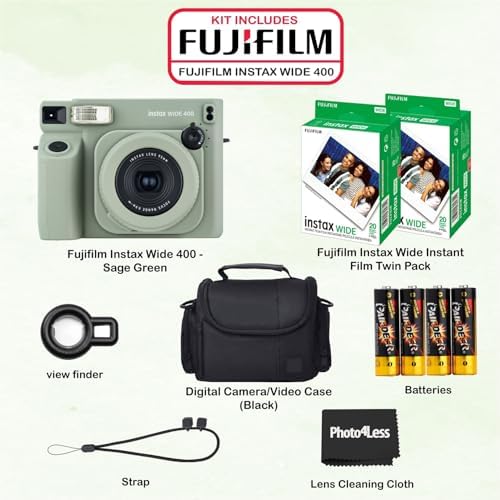 Fujifilm Instax Wide 400 Instant Film Camera (Sage Green) Bundle with Instax Wide Instant Film (40 Sheets), with Accessories Including Protective Carrying Case - Image 2