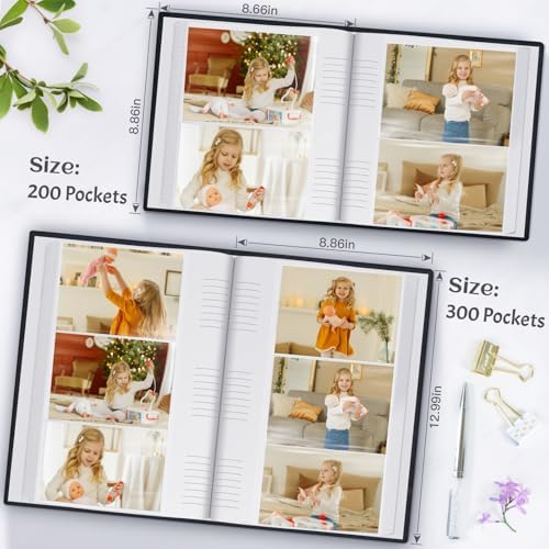 Popotop Photo Album 4x6 300 Photos with Writing Space, Leather Cover Album with Display Picture Window, Photo Book for Wedding Family Baby Gift - Image 4