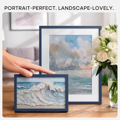 Homeforia A5 Blue Picture Frame, High-End Metal, A6 Mat, Glass - Image 7