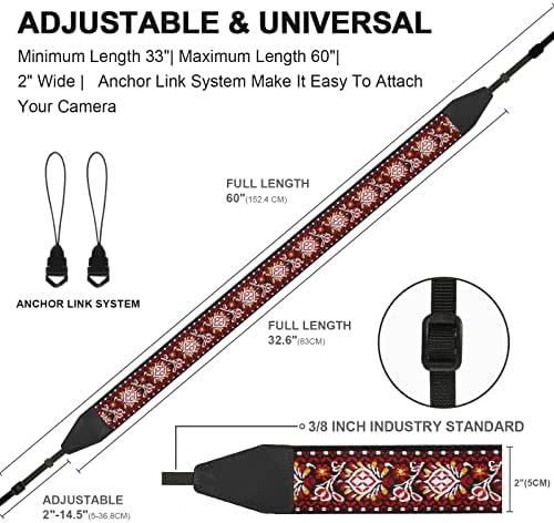 Camera Strap, Jacquard Weave 2" Shoulder Neck Straps for All DSLR Cameras Men Women Photographers - Image 3