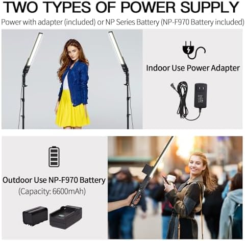 Photography Lighting, Battery Powered Portable Handheld Wand Dimmable LED Studio Light Stick Kit with NP-F970 Li-ion Battery, Stand, Remote for YouTube Video Recording, Streaming, Portrait - Image 5