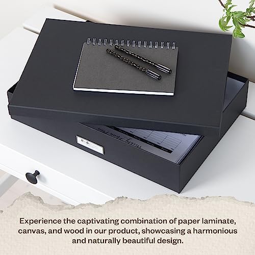 Bigso Sverker Fiberboard Legal and Art Storage Box - Scrapbook Storage Box for Loose Papers and More - Durable Document Boxes with Lid and Metal Label Holder - 17.1 in x 12.2 in x 3.3 in - Dark Grey - Image 5