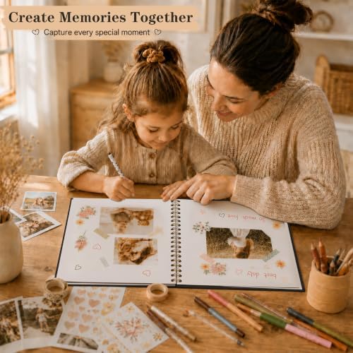 10x10 Inch Scrapbook Photo Album with 40 Pages Acid-Free White Paper, Black - Image 5