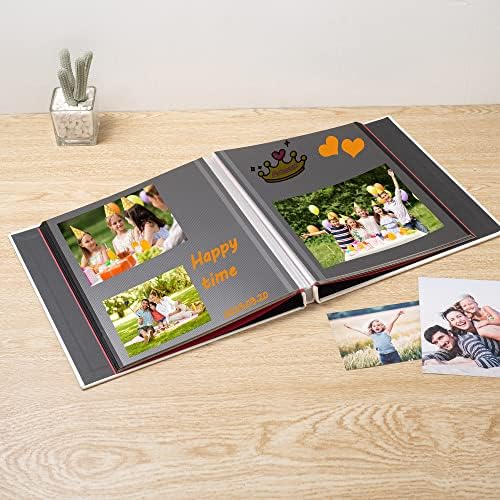 Large Photo Album Self Adhesive 4x6 8x10 10x12 13"x12.6" Scrapbook Album 12.6"x11" Inch 60 Black Sticky Pages Linen Cover Magnetic Photo Album with A Metallic Pen and DIY Stickers(White) - Image 2