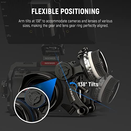 NEEWER Mini Follow Focus with A/B Stops, Lens Gear Ring, 15mm Rod & Rod Clamp for Cinema Camera, DSLR/Mirrorless Camera, Compatible with Lens Diameter Up to 114mm, PG001 (Silver) - Image 6