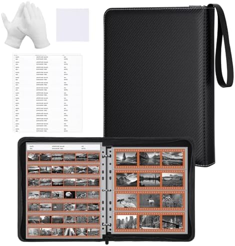 Acid Free Film Negative Storage Kit - 3 Ring Binder with 30 Pack 1260 Frames 35mm Negative Sleeves, 35mm Slide Storage Pages & 30 Pack 600 Pockets 120 Film Sleeves by ENPOINT