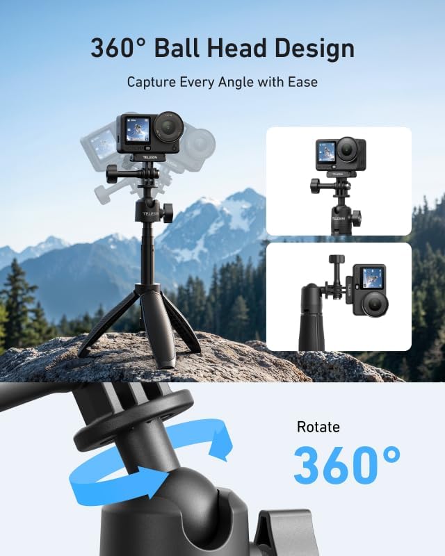 TELESIN 46cm/18.1in Mini Selfie Stick Tripod for All Action Camera - Image 2