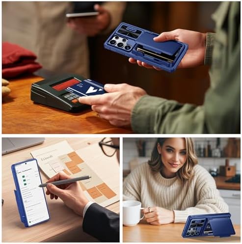 GooseBox for Samsung Galaxy S25 Ultra Case Wallet with RFID [Cards Holder][Camera Cover][Edge Raised] Full Body Shockproof Silicone Protective Phone Case for Galaxy S25 Ultra 6.9" 2025 (Blue) - Image 5