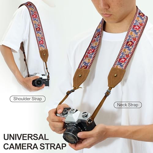 Padwa Lifestyle 2" Wide Classic Crazy Horse Art Cowhide Head Cotton Camera Straps for Photographers - Image 4