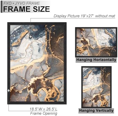Fxojyvo 19x27 Picture Frame Black Engineered Wood Wall Hanging - Image 4