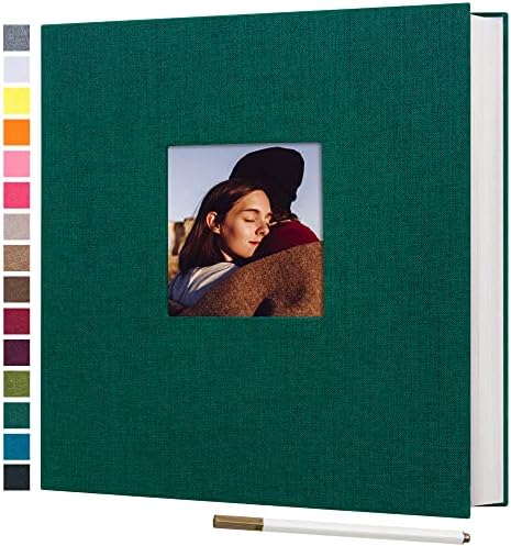 potricher Self Adhesive Photo Album 80 Pages, Linen cover, Dark Green by potricher