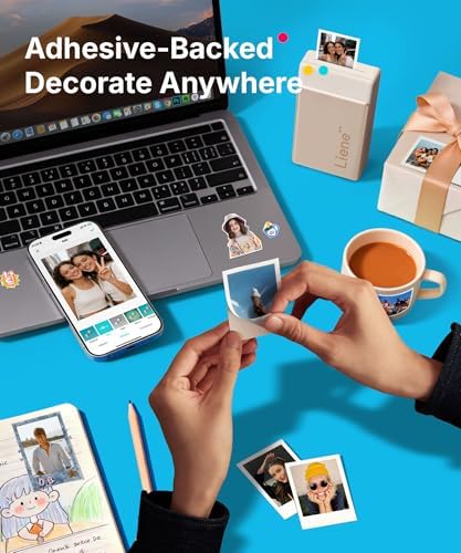 Liene Pearl N200 Pro Portable Photo Printer, Instant Mini Picture Printer for iPhone Smartphone, Thermal Dye Sublimation, Bluetooth Sticker Printer 50 Sheets 2x3 Adhesive Paper & 5 Cartridges, Gold - Image 4