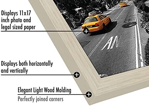 Americanflat 11x17 Picture Frame with Shatter-Resistant Glass - Signature Collection - Gallery-Style Frames Made of Engineered Wood - Photo Frame for Wall Display - Light Wood - Image 4
