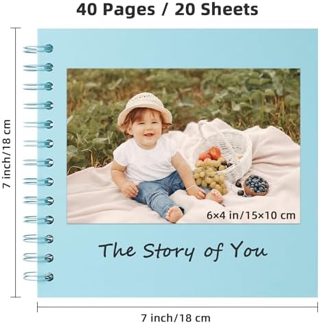 Yopih Scrapbook Album 7x7in, Acid-Free Kraft Paper 20 Sheets 40 Pages - Image 2