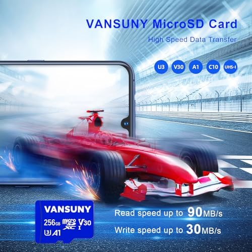 Vansuny 256GB Micro SD Card, microSDXC Memory Card with SD Adapter A1 App Performance V30 4K Video Recording C10 U3 Micro SD for Nintendo,Switch,GoPro,Dash Cam,Action Camera - Image 3