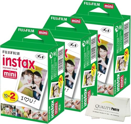 Fujifilm Instax Mini Film for All Mini Cameras + Quality Photo Cloth, 60 Sheets by FUJIFILM