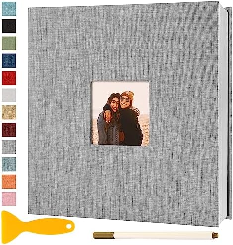 Photo Album Self Adhesive Pages Scrapbook 11x10.6 Grey 60 Pages by Semfalbuums