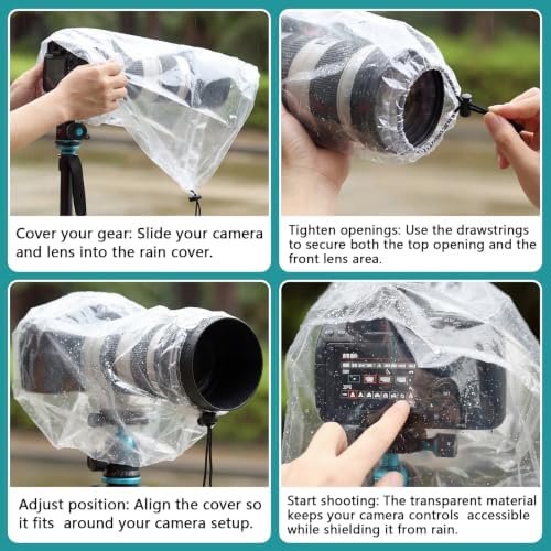 Sabary 5 Clear Camera Rain Covers Waterproof PE Lens DSLR Sleeves - Image 3