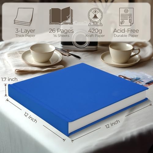 Vienrose Scrapbook Album 12x12 Inch Linen 420gsm Kraft 40 Pages Dark Blue - Image 4