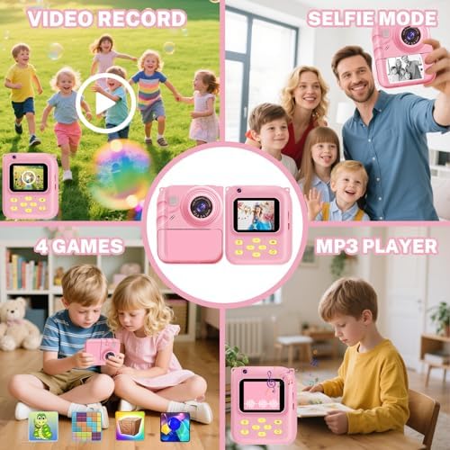 Instant Print Camera for Kids, 1080P Video Camera with 3 Print Rolls - Image 3