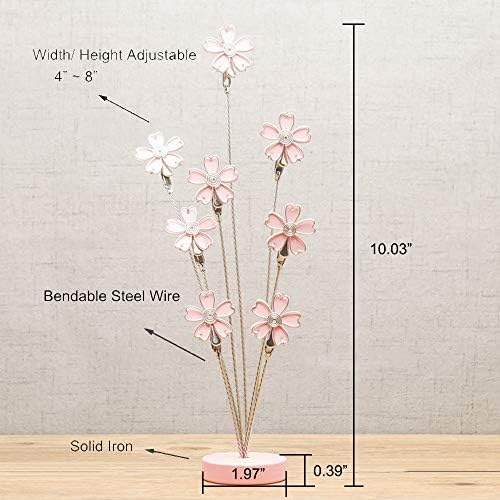 8-Branch Family Tree Picture Frame Holder, Card Photo Clips Holder Desk Stand for Memo Paper Note Photo Christmas Wedding Card Display (Cherry Blossoms) - Image 6