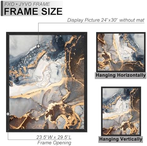 Fxojyvo 24x30 Picture Frame Set of 2 Black Engineered Wood Wall Hanging - Image 4