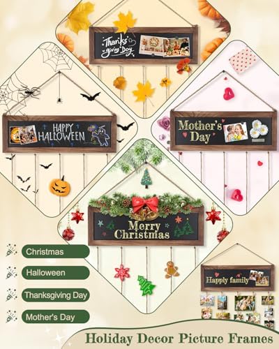 Bikoney 2-Pack Hanging Photo Display with Blackboard - Carbonized Black - Image 2