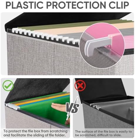 BALEINE File Organizer Box with Lid, Collapsible Hanging File Storage Box - Image 4