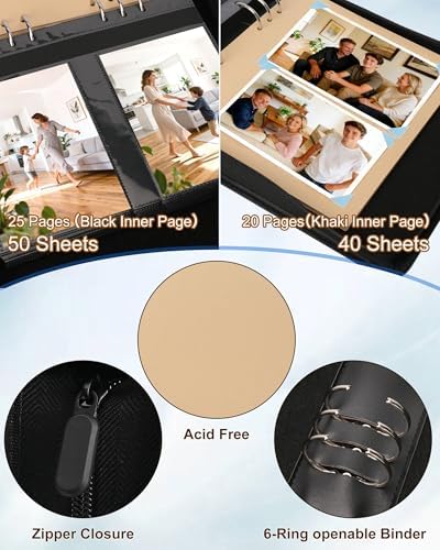 Son Leather Photo Album 4x6 100 Photos, Memory DIY Scrapbook with 25 Sheets and 20 Blank Kraft Sheets, Children's Growth Album Book for Son Kids Birthday Gift Graduation Gift ﻿ - Image 3
