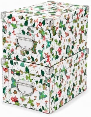 GUOZI Collapsible Storage Box, Decorative Memory box with Lid & Metal Reinforced Corners, Cardboard File Box with Handles, Organizer Gift Box for Keepsake Toy Photos Office Nursery Wardrobe Bookshelf by GUOZI