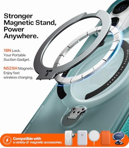 TORRAS Ostand Q3 Air for iPhone 17 Case with 360 Magnetic Stand, Fit for MagSafe, Mil-Grade Drop Tested, Camera Control Button, Shockproof Phone Case for iPhone 17 6.3'', Glacier Sprint - Image 5
