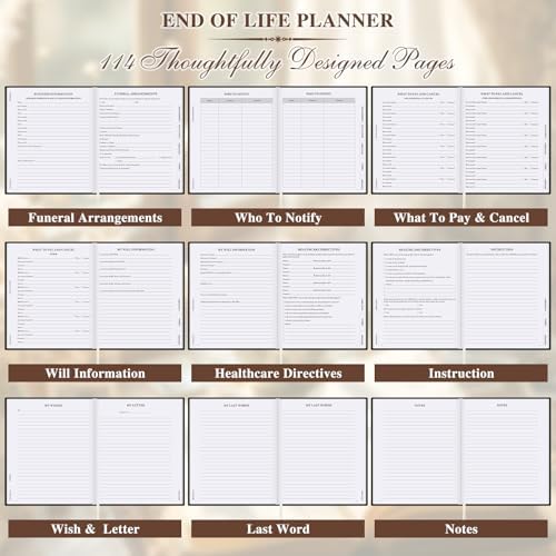 Lanpn End of Life Planner Death Organizer with Tabs, Final Wishes & Financial Estate Planning Journal, When I Die Journal for Senior, Before Death Life and Care Plan Book, Black, Leather Hardcover - Image 5