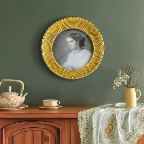 Cuspin 5x5 Round Picture Frame Gold Rattan Circle Photo Frame - Image 3