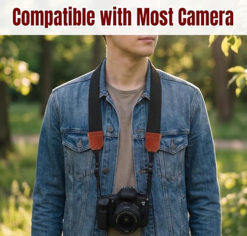 DSLR Camera Neck Strap, Adjustable Woven Soft Camera Shoulder Strap for Canon G7X SX740 EOS R5 R6 5D Mark IV 6D SL3 SL2 T8i T7 T7i 90D 80D Sony ZV-E10 A7C A6600 A7 IV III A7S Nikon Z30 Z50(Black) - Image 5