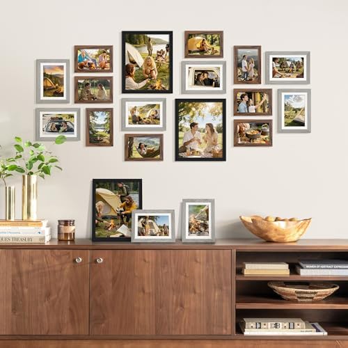 upsimples Picture Frames set of 19, Including 8x10, 5x7, 4x6 Rustic Frame - Image 5