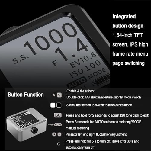 Ambient Exposure Measurer for Analog Photosensitive Gear, Compact Electronic Reflected Luminance Sensor with Dual Priority Modes, 30° FOV Hot Shoe Tool for SLR Rangefinder Models - Image 4