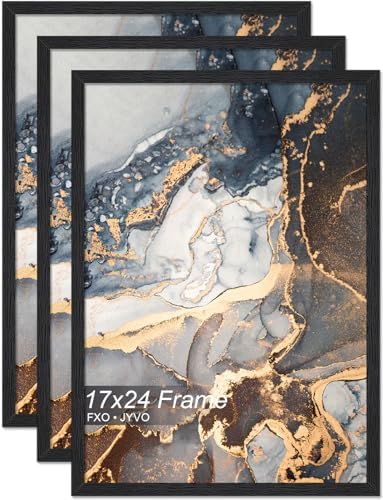 Fxojyvo 17x24 Picture Frame Set of 3 Black Engineered Wood Wall Hanging by Fxojyvo