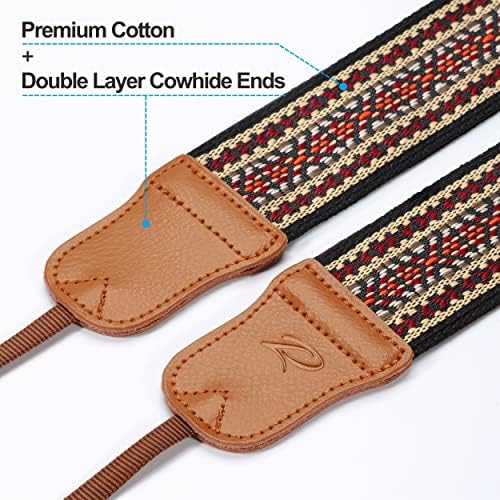 Padwa Lifestyle Speed Red Embroidered Camera Strap - Double Layer Cowhide Ends,2" Cotton Woven Camera Straps, Adjustable Vintage Neck & Shoulder Strap for All DSLR Cameras,Great Gift for Photographers - Image 2