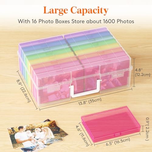 Lifewit 16 Pcs Photo Storage Box for 4"x 6" Pictures, Acid-Free, Multicolor - Image 3