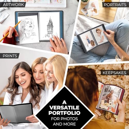Dunwell 4x6 Photo Album & Art Portfolio Binder, 24 Clear Sleeves, Ruby - Image 6