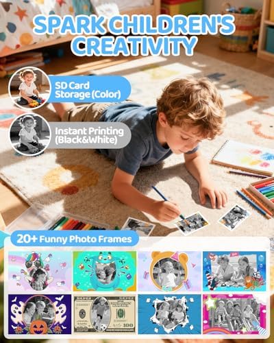 CalineGam Kids Instant Print Camera, 1080P HD Dual Lens with 32GB Card | 2.4" Screen Kids Camera with 3 Paper Rolls, 16X Zoom, Christmas Birthday Gifts for Girls and Boys Age 3-12 - Image 4