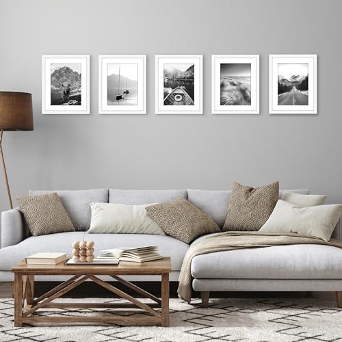 Americanflat 11x14 Picture Frame 5-Pack - Matted to 8x11 - White - Image 5