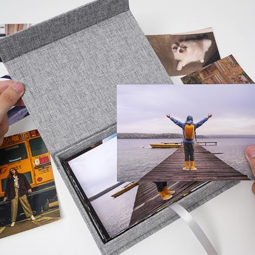 5x7 Photo Storage Box, Premium Linen Memory Box for Photos, Pictures, Certificates, Scrapbooking Supplies & Jewelry - Portable, Stackable Organizer for Home, Crafters & Collectors - Image 5