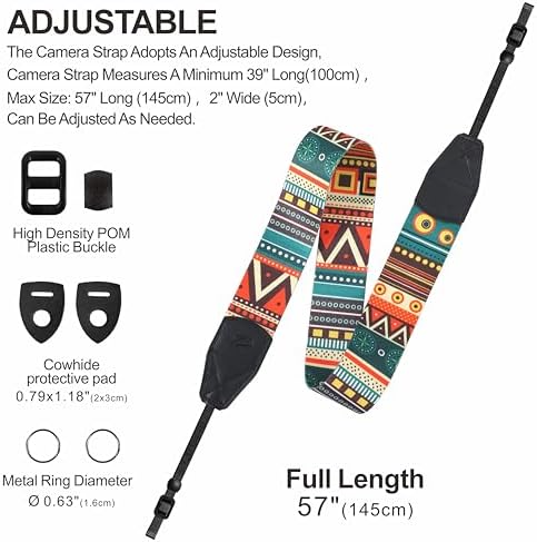 Padwa Lifestyle Bohemian Camera Strap - 2" Wide Genuine Leather Ends Camera Straps for Photographers, Vintage Boho Print Nylon Weave Strap with Camera Quick Release fits All Cameras - Image 5
