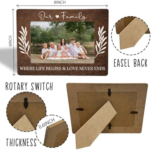 Family Gifts Picture Frame - Our Family Gifts Wooden Photo Frame 4x6, Homecoming Gift for Desk Decor - Image 2