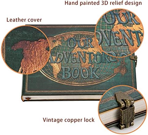Our Adventure Book 180 Pages Scrapbook Photo Album,Retro Embossed Letter Leather Hardcover Travel Diary Journal Scrap Book For Couples,Memory Book For Anniversary Wedding - Image 3