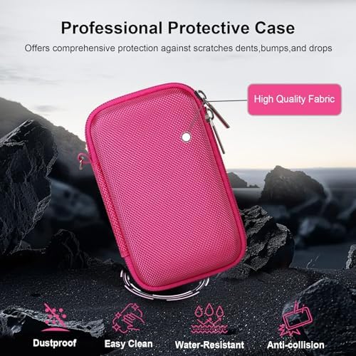 RAIALL Camera Case for Canon PowerShot SX740 HS/ SX730 HS/ SX720 HS/ SX620 HS Digital Camera, Hard Carrying Case Protective Travel Bag, Mesh Pocket for Batteries and USB Cable, Rose Red - Image 6