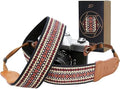 Padwa Lifestyle Speed Red Embroidered Camera Strap - Double Layer Cowhide Ends,2" Cotton Woven Camera Straps, Adjustable Vintage Neck & Shoulder Strap for All DSLR Cameras,Great Gift for Photographers by PadwaLifestyleCameraStrap
