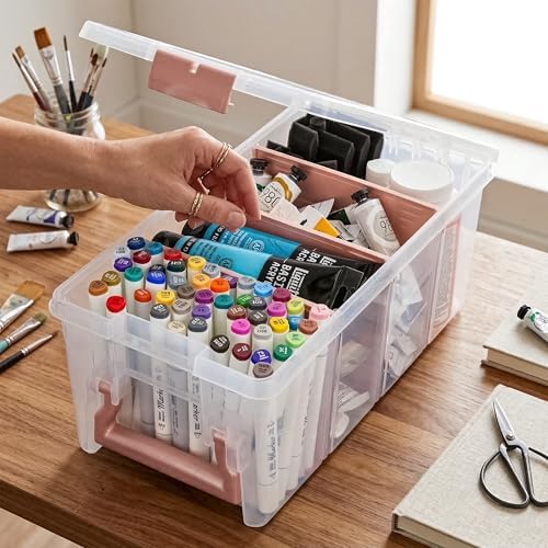 ArtBin Semi Satchel Portable Craft Organizer with 3 Dividers - Clear Plastic Storage Case for Art & Craft Supplies - Image 2