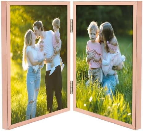Golden State Art 6x8 Hinged Metal Picture Frame, Rose Gold, Tabletop by GoldenStateArt